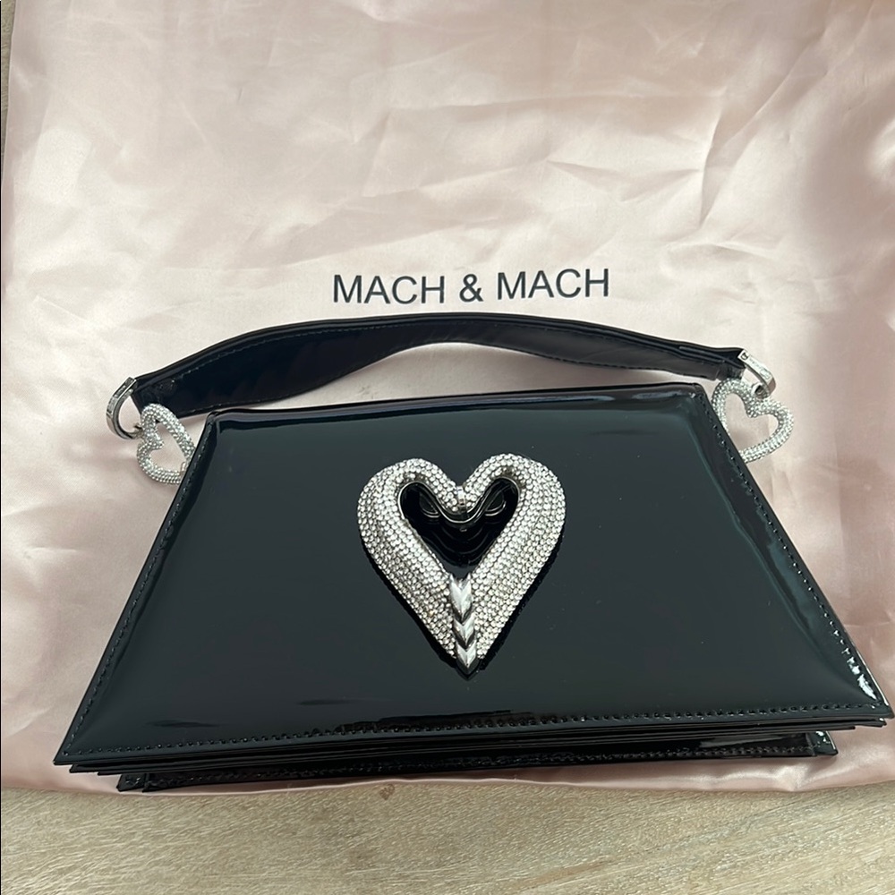 Mach & Mach Black Handbag with Heart Detail
